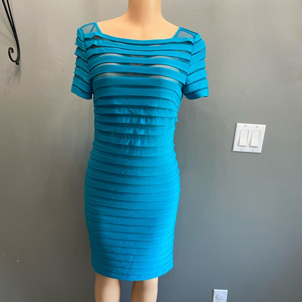 Adrianna‎ Papell Teal Layered Mini Dress